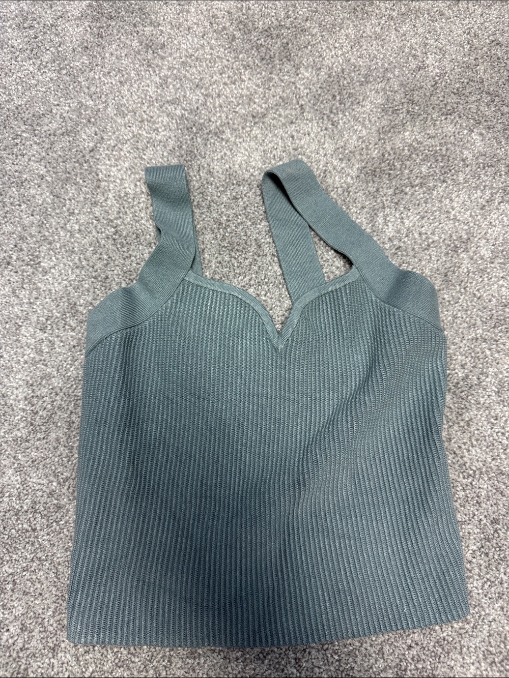 Abercrombie & Fitch Ribbed V-Notch Tank in Teal Green